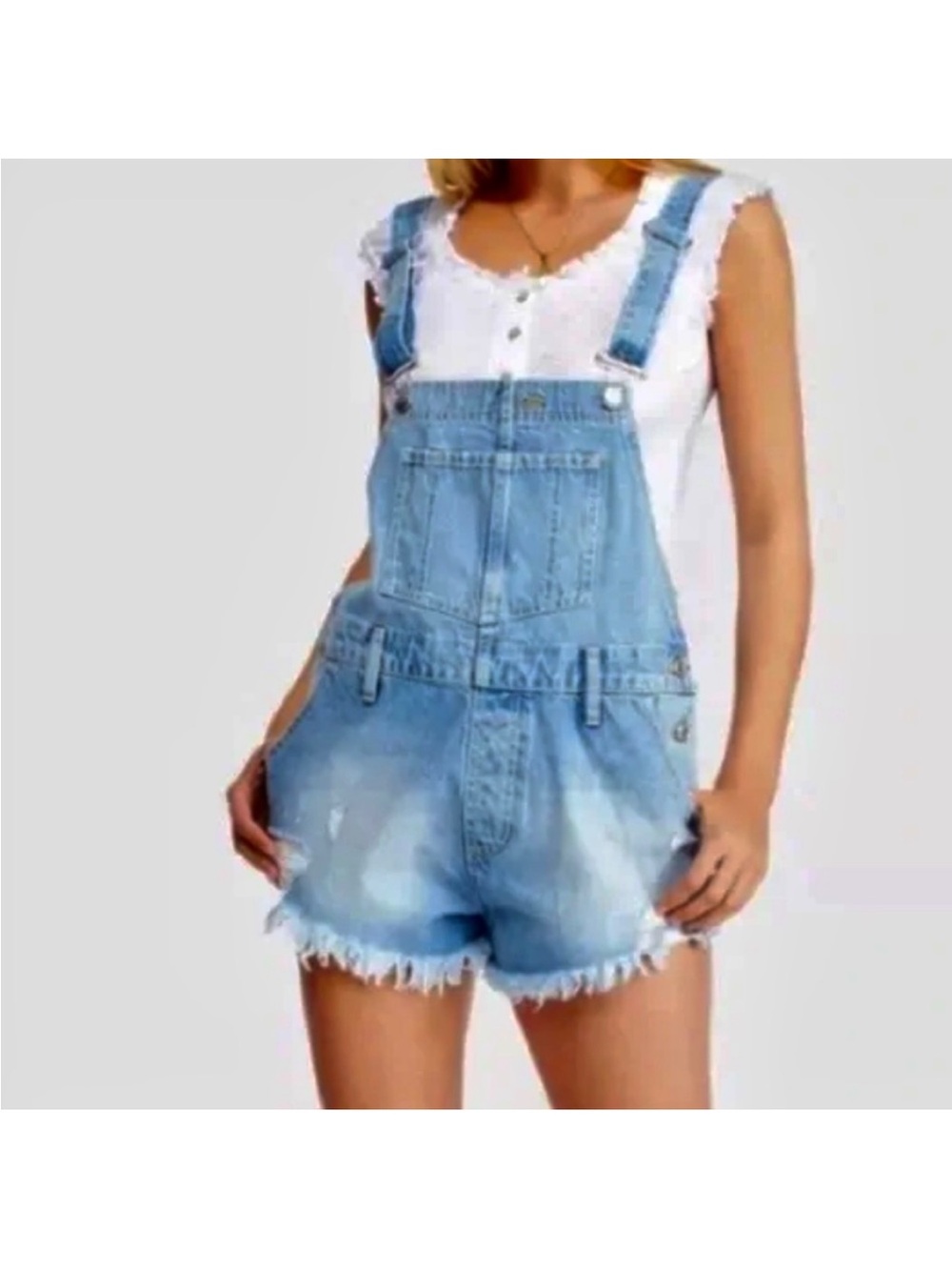 Free People We The Free denim overall cut-off shortall size 28